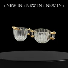 Vintage Jeanette Glass National Pattern Open Creamer And Sugar 1940's 