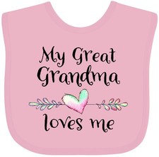 Inktastic My Great Grandma Loves Me- Heart Great Grandchild Baby Bib Grandmother