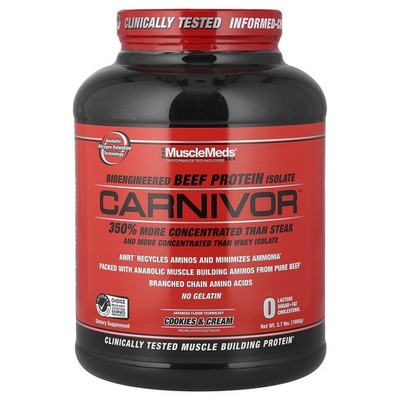 Carnivor , Bioengineered Beef Protein Isolate, Cookies & Cream, 3.7 lbs (1680 g)