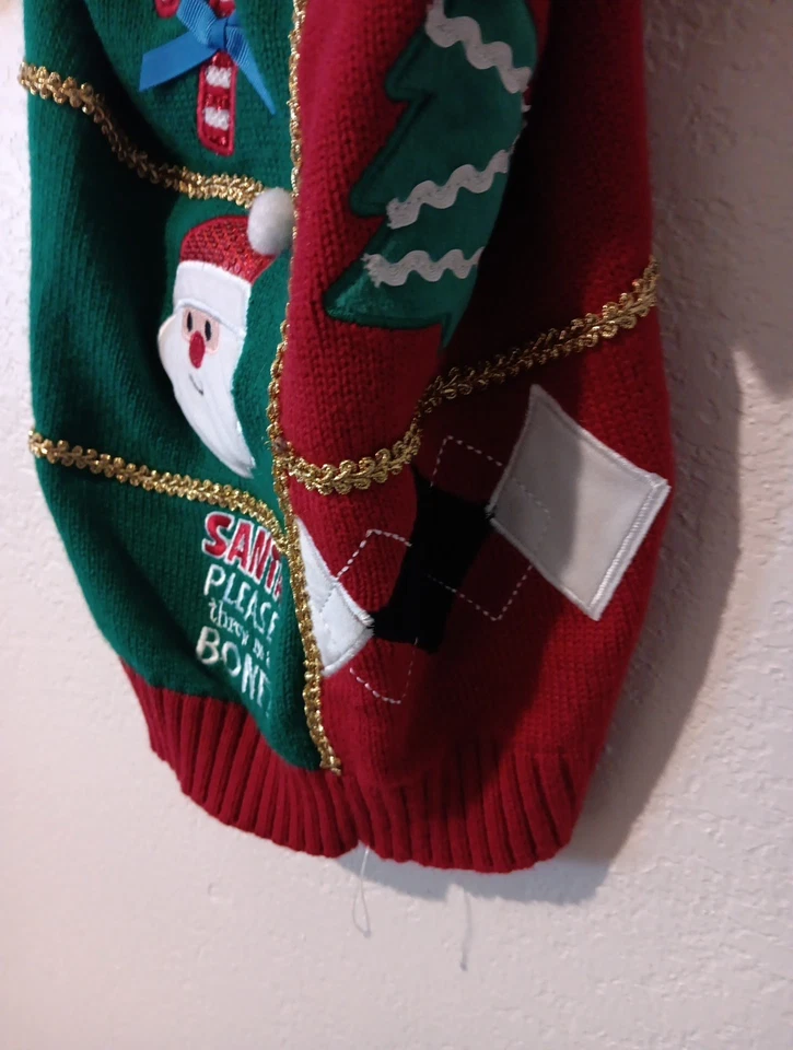 Petco Time For Joy Dog Christmas Sweater Size XL Red / Green SantFace 19 "- 22 " - Image 4 of 4