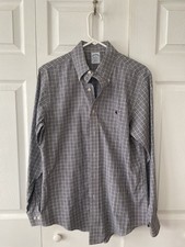 Brooks Brothers Shirt Mens M Black Plaid Long Sleeve Button Down Non-Iron