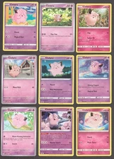 Clefairy Pokemon Card Collection Set of 9 English Cards Cute Fairy Vintage SM SV