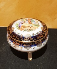 KRONE P M SCHMUCK BOX Porzellan&nbsp;Loreti Roma FRAGONARD STIL KOBALT GOLD 3 FUSS