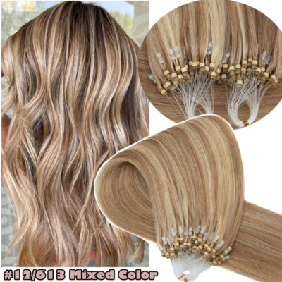 200 Strähnen Microring Loop Echthaar Extensions Haarverlängerung Micro Bead Haar