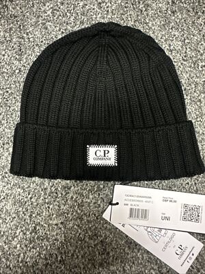 CP Company Logo Patch Ribbed Wool Size Col 999 Black