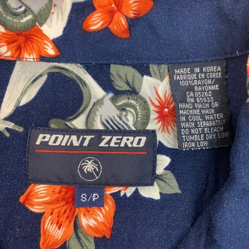 Vintage Point Zero Hawaiian Shirt Men S Small Navy Blue Tropical Button Up Rayon - Picture 5 of 9