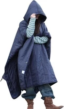 DUKUSEEK Outdoor Wearable Camping Blanket with Hood, Large Packable Backpacking