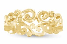 Filigree Swirl All-Around Fashion Wedding Band Ring in 925 Sterling Silver