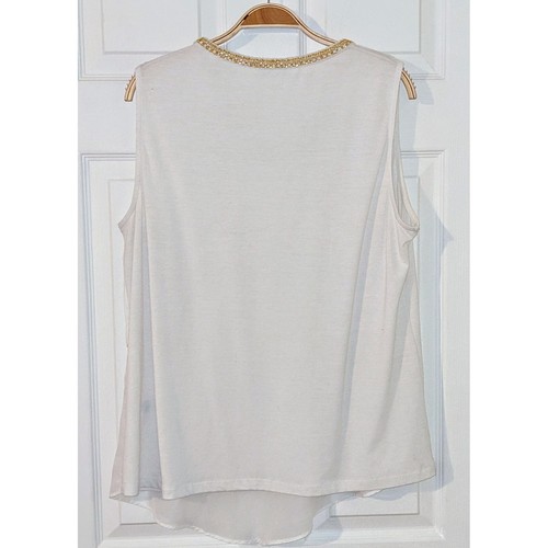 New York & Company ärmelloses Top gold Kettendetail Lagenlook weiß Party Date XL - Bild 2 von 7