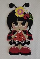 Ladybug Girl Black Hair Scrapbook, Card Making Paper Piecing