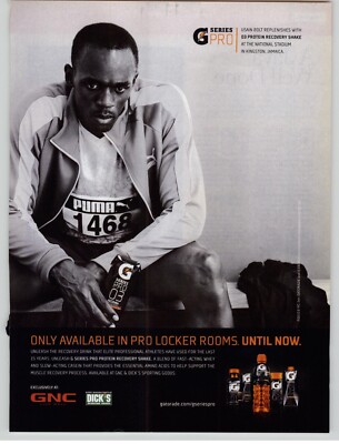 2010 Usain Bolt Photo Gatorade G Series Pro Sports Drink Vintage Print Ad Poster
