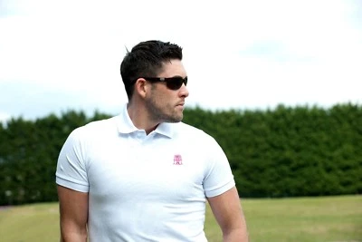 Golf God Clothing Herren Weiß Baumwolle Poloshirt Slim Fit Kurzarm Piqué Oberteil