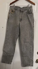 Vintage 90s Britannia Distressed Striaght Leg Faded Gray Jeans  32x31