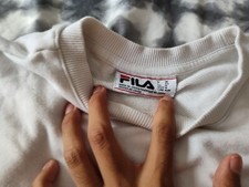 FILA Sweater Sz M Reg French Terry Crew Neck white