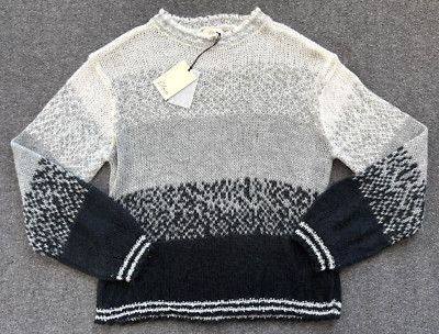 NWT $72 ELAN Black White Crewneck Acrylic Mohair Sweater - Women Large