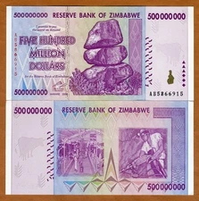 Zimbabwe, 500 million (500,000,000), 2008, AB-Prefix, P-82, UNC
