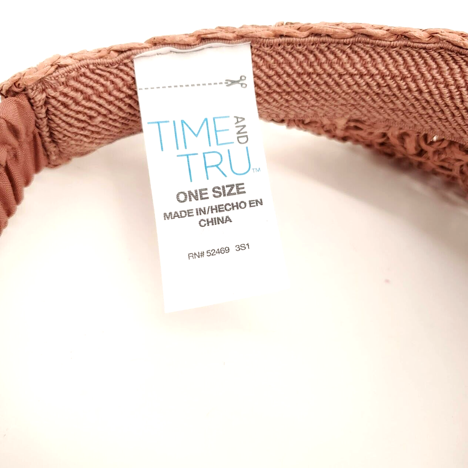 Time and Tru Women Visor Pink Mauve Textured Knitted Elastic Back Strap