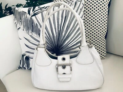 Sac a main vintage Prada cuir blanc - Photo 1/4