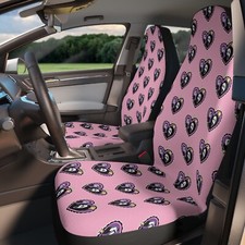 Ghost Face Heart Front Seat Covers - Set Of Two - Pastel Goth Car Accessories Ghost Face Heart Front Seat Covers - Set Of Two - Pastel Goth Car Accessories