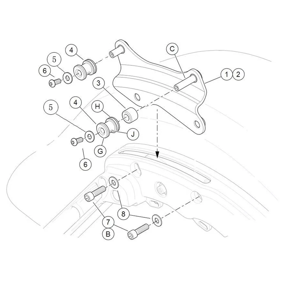 Kit de montaje en rack/acoplamiento para Harley Touring de liberación rápida de dos unidades 14-25 Foto 4 de 4