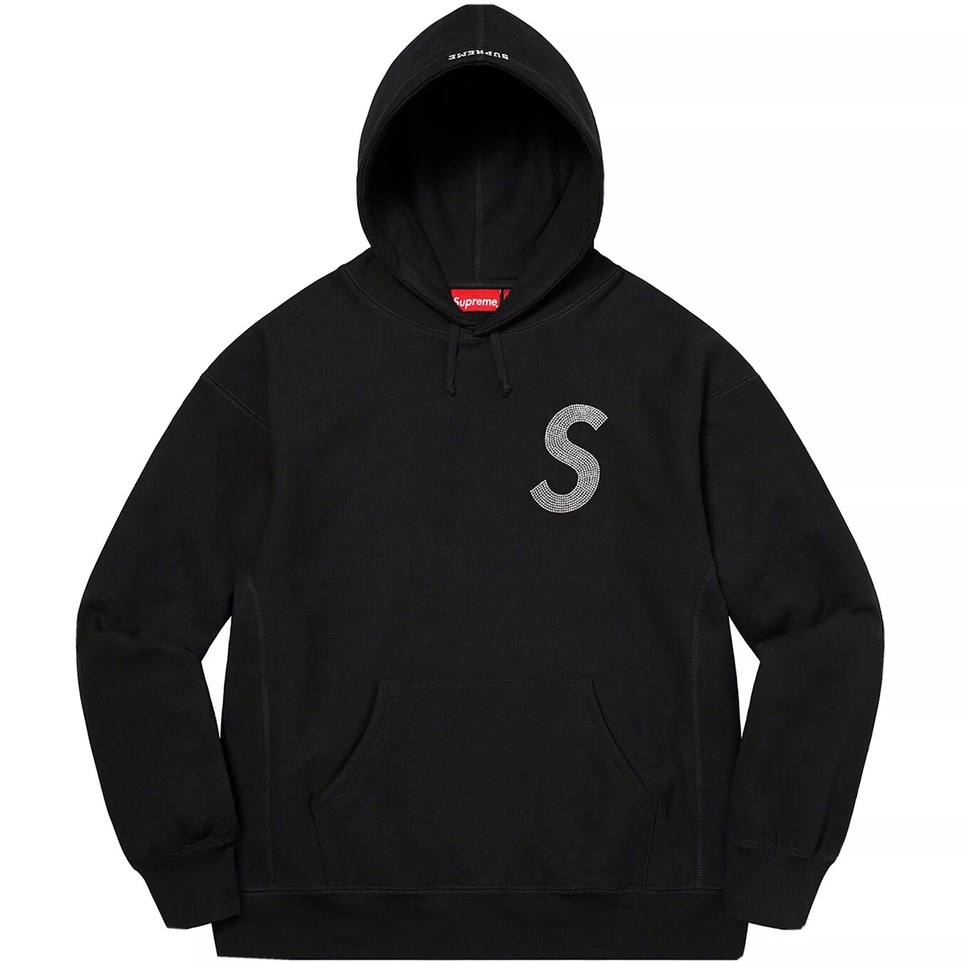 Sweat shirt à capuche logo Supreme Swarovski S noir L
