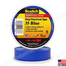 3M 35 Scotch Vinyl Electrical Color Coding Tape, 3/4 in x 66 ft, Blue