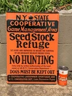 "N.Y. STATE COOP GAME MANAGEMENT AREA" EMBOSSED METAL SIGN (20"x 14") NICE