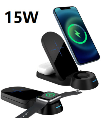 Wireless Charger 3 in 1 Qi-Certified Fast Charging Pad Compatible for Cell Phone