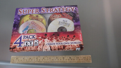 Vtg 2003 Video PC Game SUPER STRATEGY 4-Pack Big Box * New Opened Box Complete