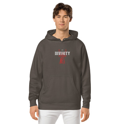 Divinity Unisex pigment-dyed hoodie: Embroidery Streetwear Aesthetic Angel 
