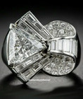 Reproduction Ring Vintage Style Art Deco Baguette 925 Sterling Silver Jewelry
