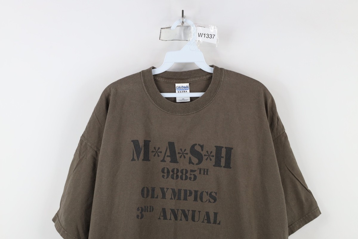Vintage Y2K Mens 2XL Faded Spell Out MASH Olympics TV Show T