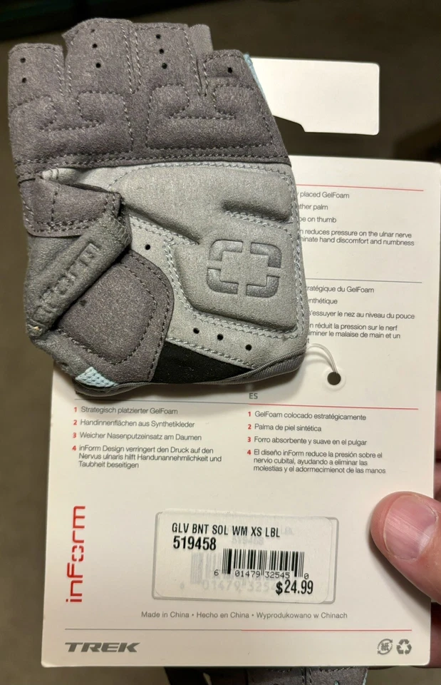 Guante de bicicleta pequeño Bontrager para mujer - azul - 519458 Foto 2 de 2