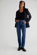 We The Free People Curvy Siren Low Rise Straight Leg Jeans Size 30S Indigo Blue