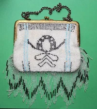 Old Handbag, Glass Beads around 1930 Art Deco
