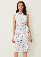 Phase Eight Ella Floral Scuba Midi Dress in Ivory Size UK 18 RRP £110