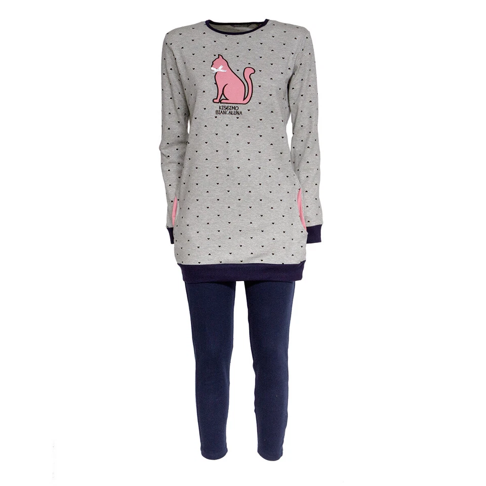 Pigiama donna Gatto Kissimo serafino in Caldo cotone D2001 T859 - Immagine 2 di 3