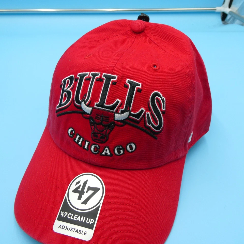 Chicago Bulls Sombrero Para Hombres Correa Trasera '47 Marca Roja Gorra de Béisbol Baloncesto NBA Nuevo Foto 3 de 4