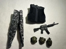 Mixed Lot of 1:6 Scale Accessories for 12" Figures Grey Camo, Vest