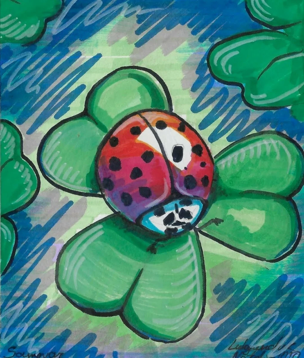 NATALYA LUKYANCHUK Disegno Originale COCCINELLA Portafortuna firmato NO  SPESE!