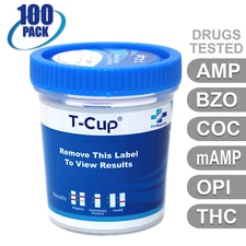 NEW Mintegrity Drug Test 6-Panel T-Cup Urine Home Kit 100-Pack #MI-TDOA-264