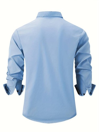 Men's Classic Long sleeve fashionable shirt. Sky-Blue, XL (42) - Picture 2 of 4