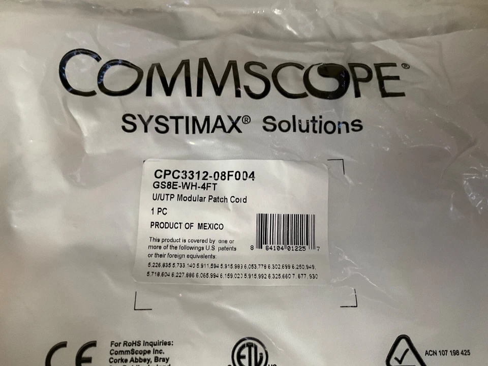 5 pack Systimax CPC3312-08F004 GS8E-WH-4FT Modular Patch Cord NEW Free Shipping - Image 2 of 3