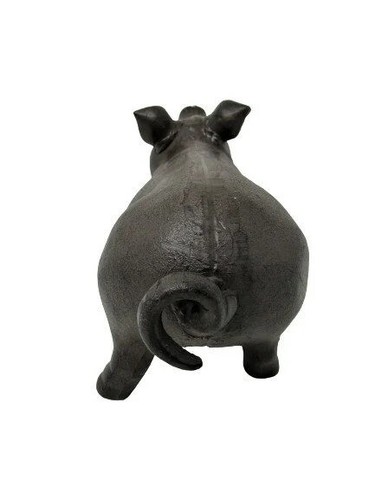 10" Long Large Rustic Solid Cast Iron Pig Hog Doorstop Paperweight Statue - Picture 3 of 5