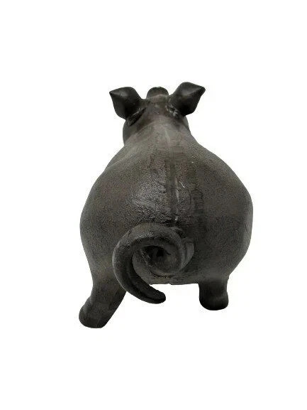 Estatua pisapapeles de cerdo cerdo cerdo de hierro fundido macizo grande grande de 10" de largo Foto 3 de 4