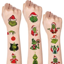 New Best 12 Sheets Christmas Temporary Tattoos for Kids Birthday Party Supplies