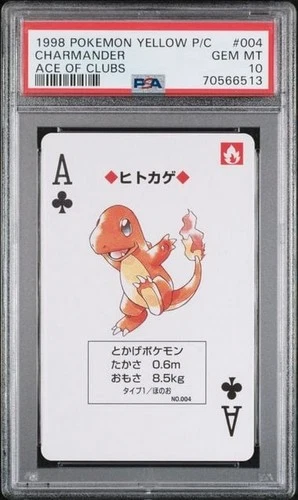 PSA 10 Charmander 1998 Pokemon Yellow Playing Card Deck Poker