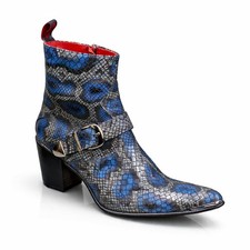 Stivali Jeffery-West MUSE Warhol 'MONROE' blu snake glam rock Winklepicker