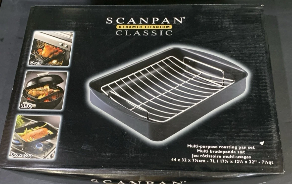 Scanpan CLASSIC- 7.5qt | 17" x12” Ceramic Titanium Roasting Pan Excellent USED
Opens in a new window