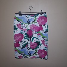 Talbots Women's White, Magenta, Green, Blue Floral Skirt; Size 6